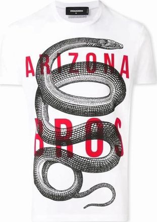 Dsquared2 Mens Mens White Dsquared2 Arizona Snake T-Shirt - Size: 42