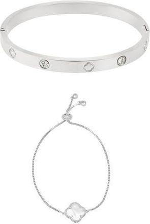 Adornia Set of 2 Clover Cuff Bracelets in Silver at Nordstrom Rack