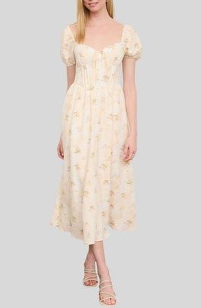 Blu Pepper Floral Corset Midi Dress in Light Khaki Multi at Nordstrom Rack, Size Medium
