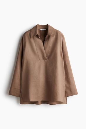 H&M Schlupfbluse aus Ramie - Beige