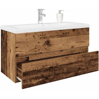 vidaXL Mueble Lavabo Con Lavabo Integrado Y Grifo Madera Vieja