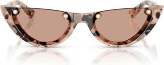 Jimmy Choo London 53mm Semi Rimless Oval Sunglasses in Pink Havana /Brown at Nordstrom