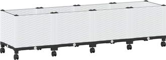 vidaXL Macetero De Jard&iacute;n Con Ruedas Blanco 160 X 40 X 48 Cm Pp Vidaxl