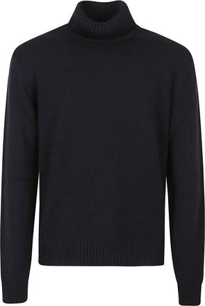 Zanone Blauwe Wollen Coltrui Dolcevita - Heren - Coltruien - Blauw - M - Wol - Truien & Vesten