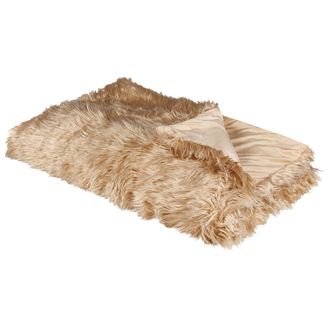 Beliani Beliani - Manta De Acr&iacute;lico Marr&oacute;n Claro 150 X 200 Cm Poli&eacute;ster Pelo Largo Dormitorio Delice