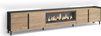 Skraut Home Skraut Home - Mueble Tv, Televisi&oacute;n, Muebles De Sal&oacute;n, Almacenaje, 315x35x61cm, Para Tv Hasta 80, Chimenea El&eacute;ctrica Xxl, Dise&ntilde;o Industrial, Led, Esti