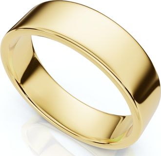 Pompeii3 6mm Flat High Polished Wedding Band 14K Yellow Gold Size Selectable