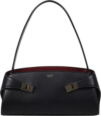 Ferragamo Hug Soft Bicolor Bag - Dames - Schoudertassen - Zwart - ONE Size - Leer - Tassen