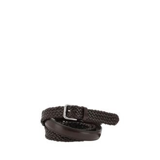 Dolce & Gabbana Belts, male, Brown, 90 CM, Silver Buckle Woven Leather Belt