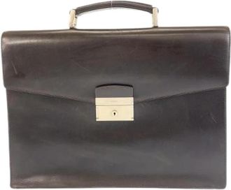 Prada Pre-owned Leren Aktetas - Heren - Vintage Handtas - Bruin - ONE Size - Leer - Vintage