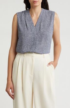 Nordstrom Rack V-Neck Sleeveless Woven Shell Top in Grey Folkstone Brush Dot at Nordstrom Rack, Size X-Small