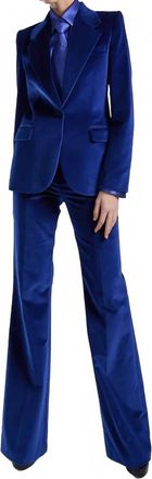 Barbara Bui Single Breasted Velvet Fitted Jacket In Royal Blue