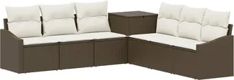 vidaXL Juego De Sof&aacute; 7 Uds. Marr&oacute;n Y Crema Blanca Vidaxl