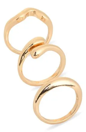 Leith Set of 3 Assorted Teardrop Rings in Gold at Nordstrom Rack, Size Small/medium