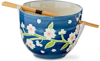 Tag Sakura Stoneware Noodle Bowls with Chopsticks Multi 16 oz in Blue at Nordstrom