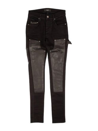 Amiri Mens Denim Leather Workman Pants In Black