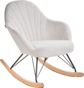 Beliani Mecedora Tela Blanco crema