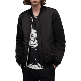 AllSaints Eris Reversible Bomber Jacket in Silver/black at Nordstrom, Size X-Small
