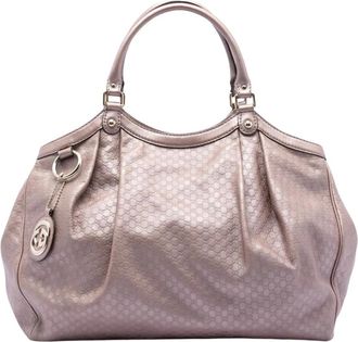 Gucci Pre-owned Handbags, female, Pink, Size: ONE SIZE Pre-owned Vintage Microguccissima Tote Bag