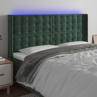 vidaXL Cabecero Con Led De Terciopelo Verde Oscuro 203x16x118/128 Cm Vidaxl