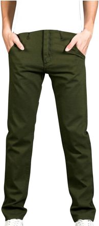 Generic Chinos Trousers Men Cotton Regular Fit Trouser with Pockets Elasticated Waist Drawstring Chino Pants Plain Colour Straight Leg Bottoms Fashion Mens Ca