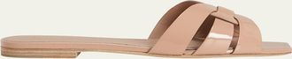 Saint Laurent Nu Pieds Woven Patent Flat Sandals