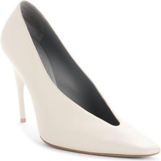 Balenciaga Duchesse Pointed Toe Pump in White Snow/Gold at Nordstrom, Size 10Us
