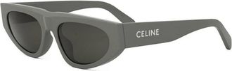 Celine Monochroms Geometrische Zonnebril - Heren - Zonnebrillen - Groen - 55 MM - Accessoires
