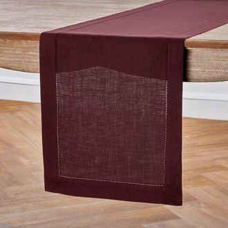 Solino Home Linen Table Runner for Dining Table, Holiday and Everyday Table Decor - Classic Hemstitch in Burgundy at Nordstrom, Size Xx-Small