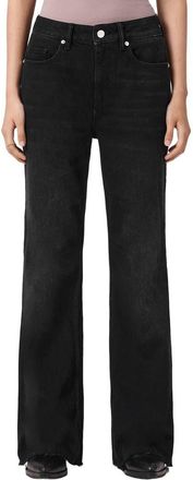 AllSaints Ember Relaxed Raw Hem Flare Jeans in Washed Black at Nordstrom, Size 25