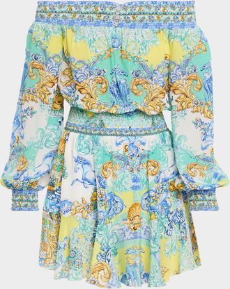 Camilla Dial Up The Tiles Off-Shoulder Mini Dress