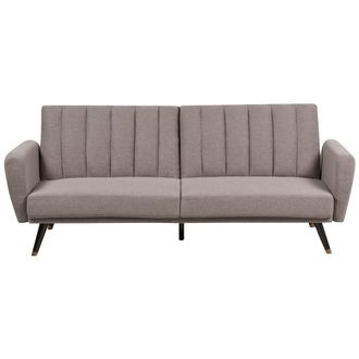 Beliani Beliani - Sof&aacute; Cama De Tela Tapizado Convertible Reclinable Panel De Respaldo Acolchado Marr&oacute;n Claro Vimmerby