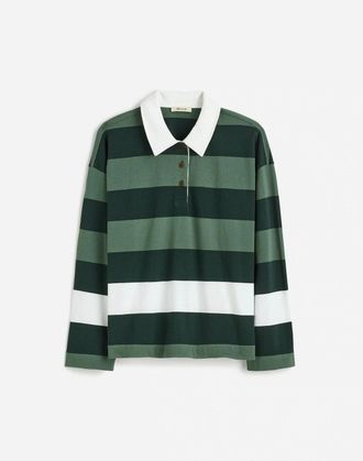 Madewell Hannah Polo Shirt Womens Luxury Forest 100% Cotton Rugby GBO2136