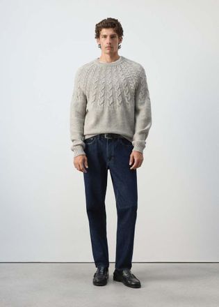 Mango Pullover misto lana maglia intrecciata grigio chiaro/pastello - Uomo - XXL - MANGO MAN