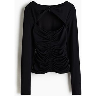 H&M Cut-out Jersey Top in Black at Nordstrom, Size Xx-Small