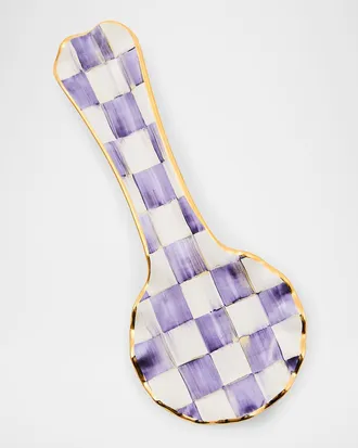 MacKenzie-Childs Violet Check Ceramic Spoon Rest