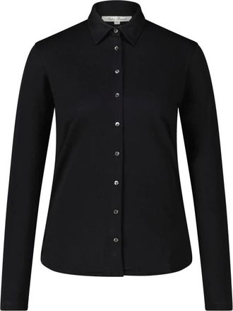 Stefan Brandt Katoenen Jersey Blouse Alma - Dames - Overhemden - Zwart - S - Katoen - Overhemden