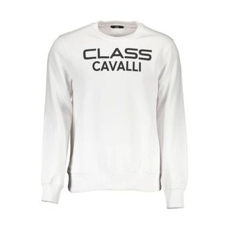 Cavalli T-Shirts, male, White, Size: 2XL Crew Neck Sweatshirt