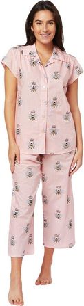 The Cats Pajamas Luxe Pima Capri Floral Set in Queen Bee Pink at Nordstrom, Size X-Large