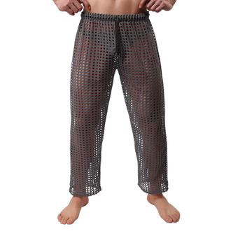 Generic Mens Sexy Mesh Underwear Gay, Hollow-Out See Through Breathable Thong Mens Sexy Outfit Mens Sissy Lingerie Outfit Full for Men Trousers Set Grey XL