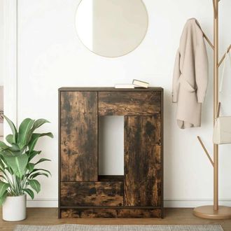 Berkfield Home Sideboard with Drawers & Doors Smoked Oak 73x31x90 cm in Brown | Size: 73 x 31 x 90 cm