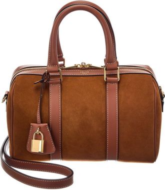 Celine Celine Boston Medium Suede & Leather Satchel