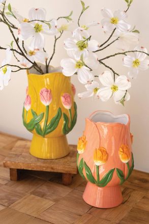 Kalalou Set Of Two Ceramic Tulip Vases