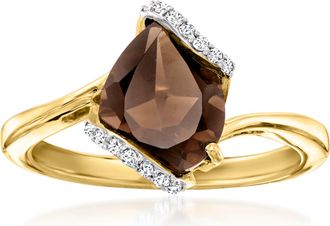 Ross-Simons Smoky Quartz Ring With Diamonds in 18kt Gold Over Sterling