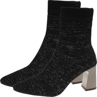 Generic Ladies Sock Boots Knit Stretch Ankle Boots Stylish Classic Solid Color Chunky Heel Breathable Comfortable Pull On Sock Booties Fall Winter