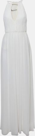 Alice & Olivia Off White Plisse Chiffon Naomi Maxi Dress