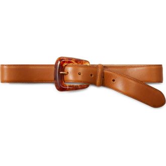 Veronica Beard Resin Buckle Leather Belt in Hazelwood at Nordstrom, Size X-Large