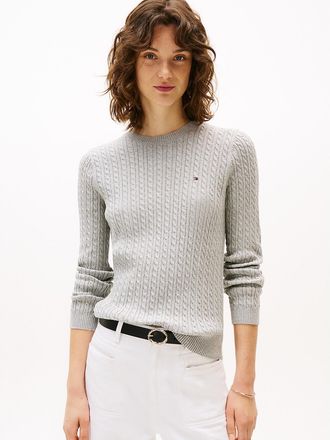 Tommy Hilfiger Womens Cable Knit Sweater - Grey - XXL