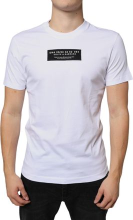 Dolce & Gabbana Mens White Cotton Dg Applique Casual T-Shirt