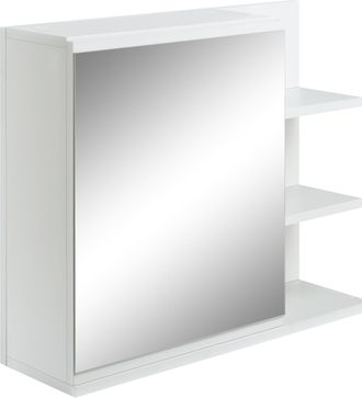 Kleankin Kleankin - Mobile Specchiera Bagno Armadietto Pensile Con Anta E Ripiani Bianco